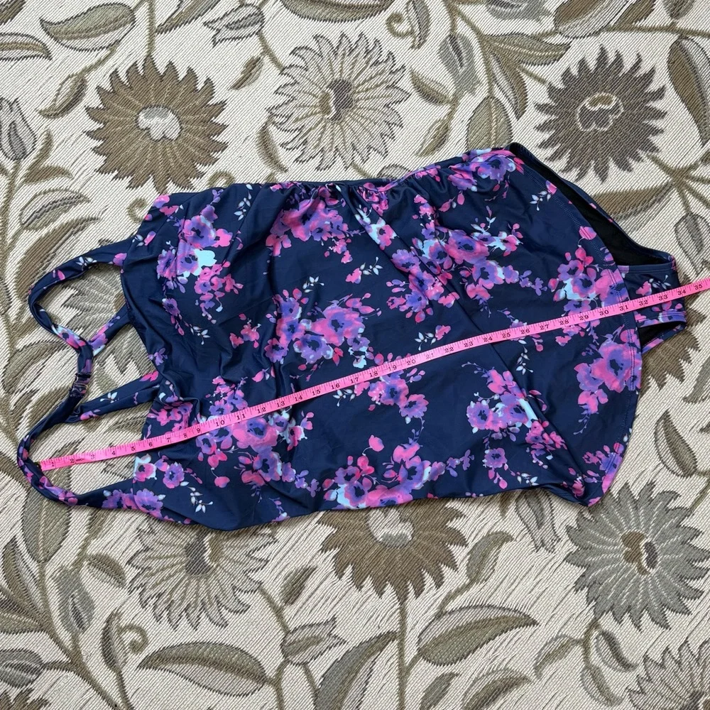 Swimsuits for All Sarong Front Swimsuit Floral One Piece H-Back 22